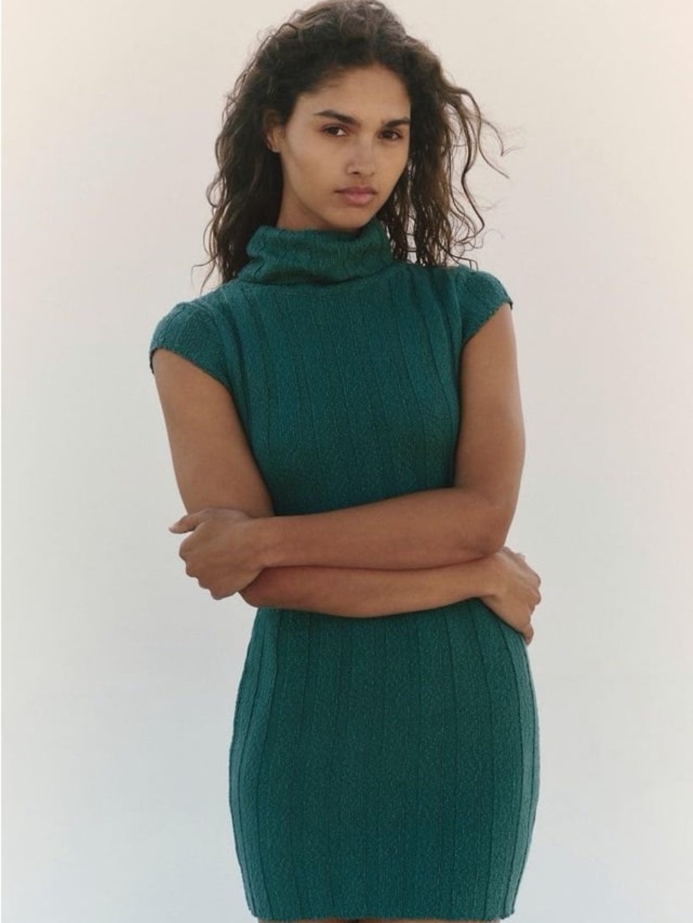 Free People Beach Ribbed Capped Sleeve Dress- North Sea